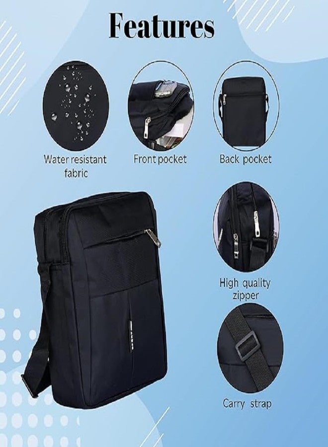LEAFZY Nylon Sling Cross Body Water Resistance Travel Shoulder Bag | Work Business Messenger Bag with Adjustable Strap for Men Women (Black) - Image 5